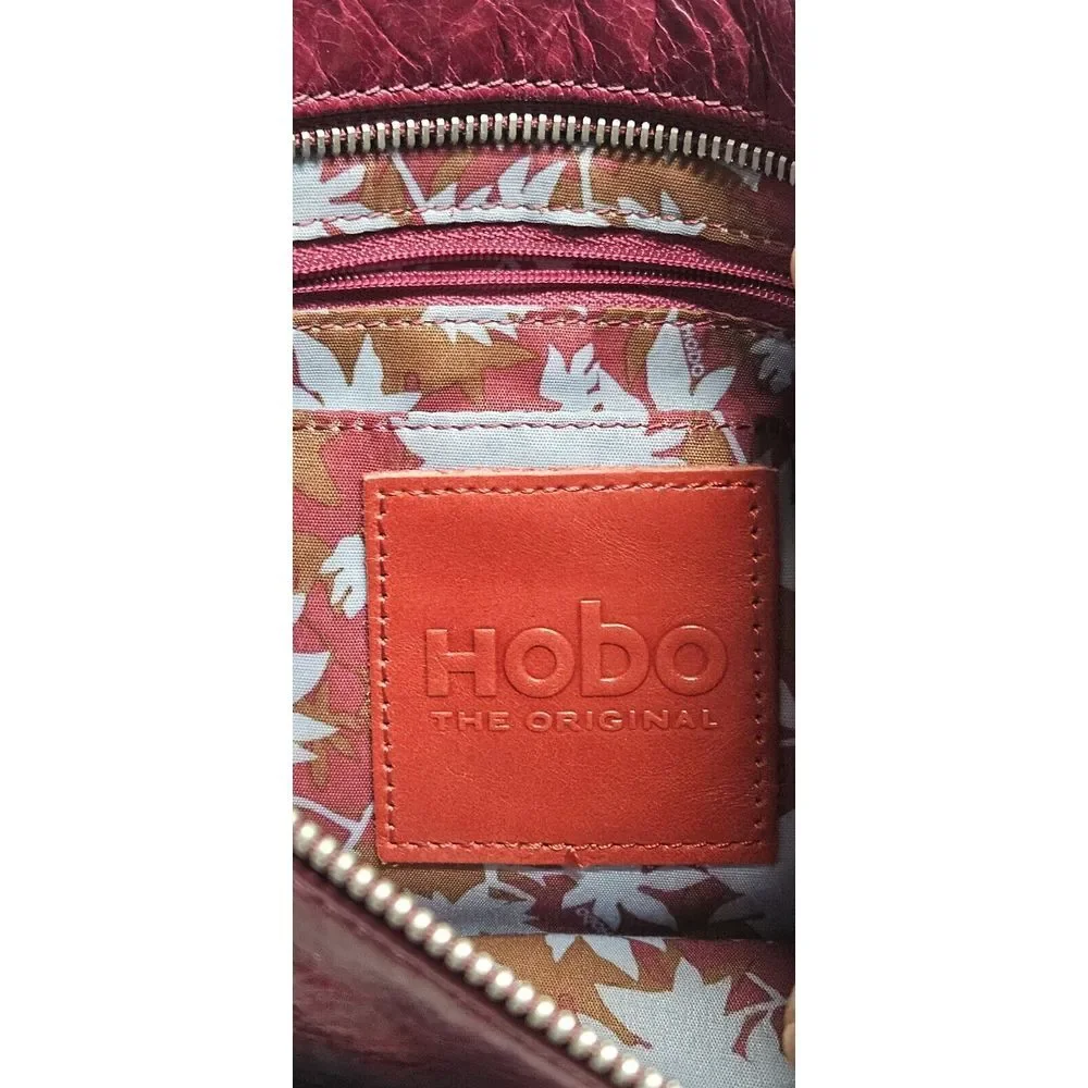 Hobo the Original  Plum Colored doubt zip front Leather‎ Crossbody 10